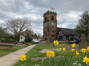 St Oswald's with daffodils